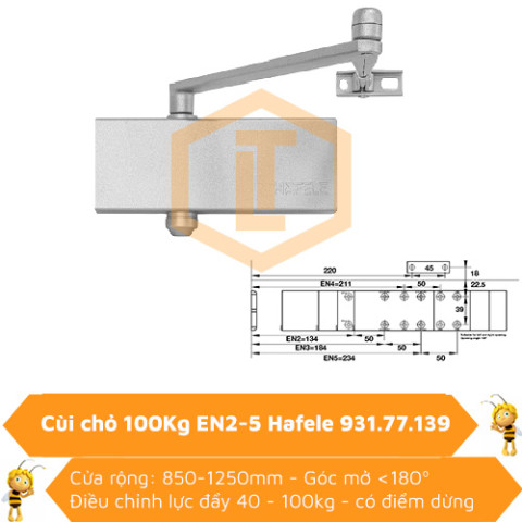 Cùi chỏ hơi 100kg EN2-5 Hafele 931.77.139