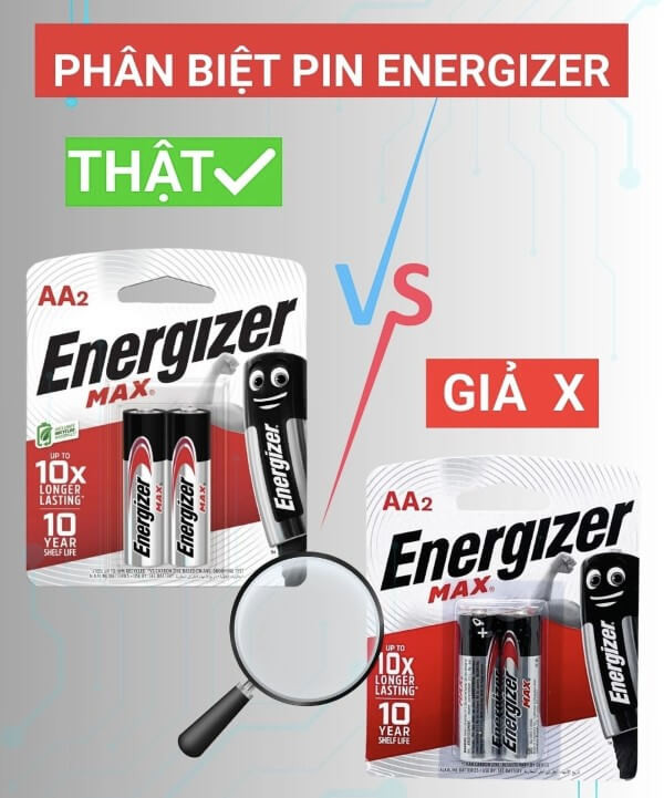 Phân biệt pin Energizer thật và giả