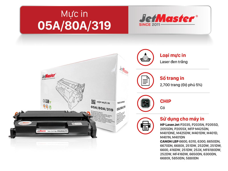 Hộp mực in JetMaster 05A/80A/319 0