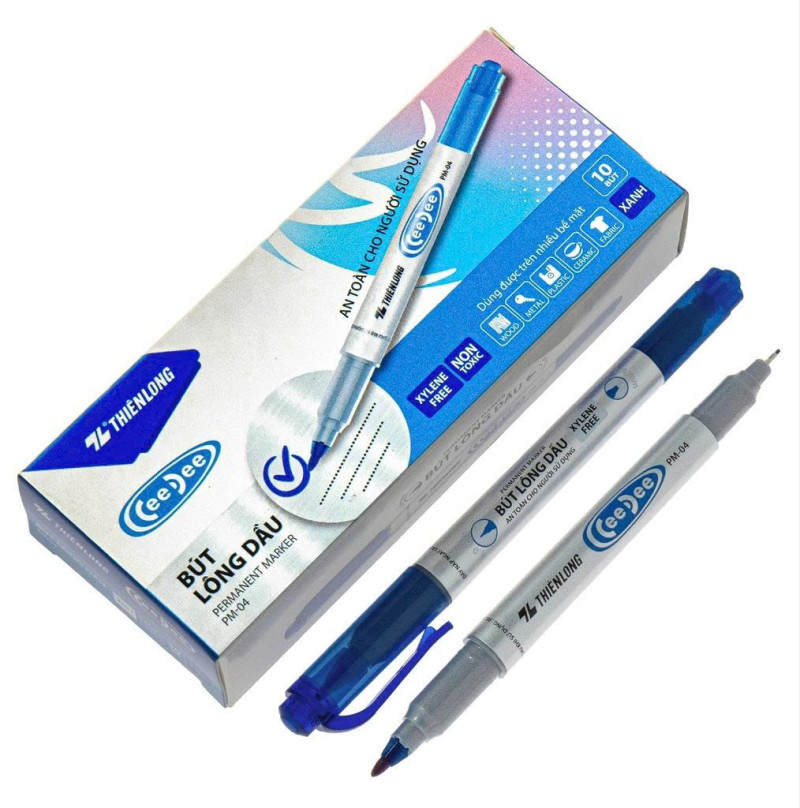 Hộp 10 bút lông kim Thiên Long PM-04 CeeDee xanh dương 0
