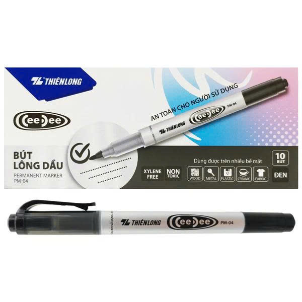 Hộp 10 bút lông kim Thiên Long PM-04 CeeDee đen 0