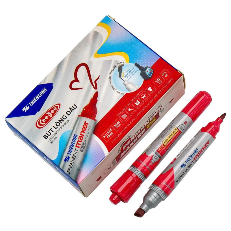 Hộp 10 bút lông dầu Thiên Long PM-09 đỏ 0