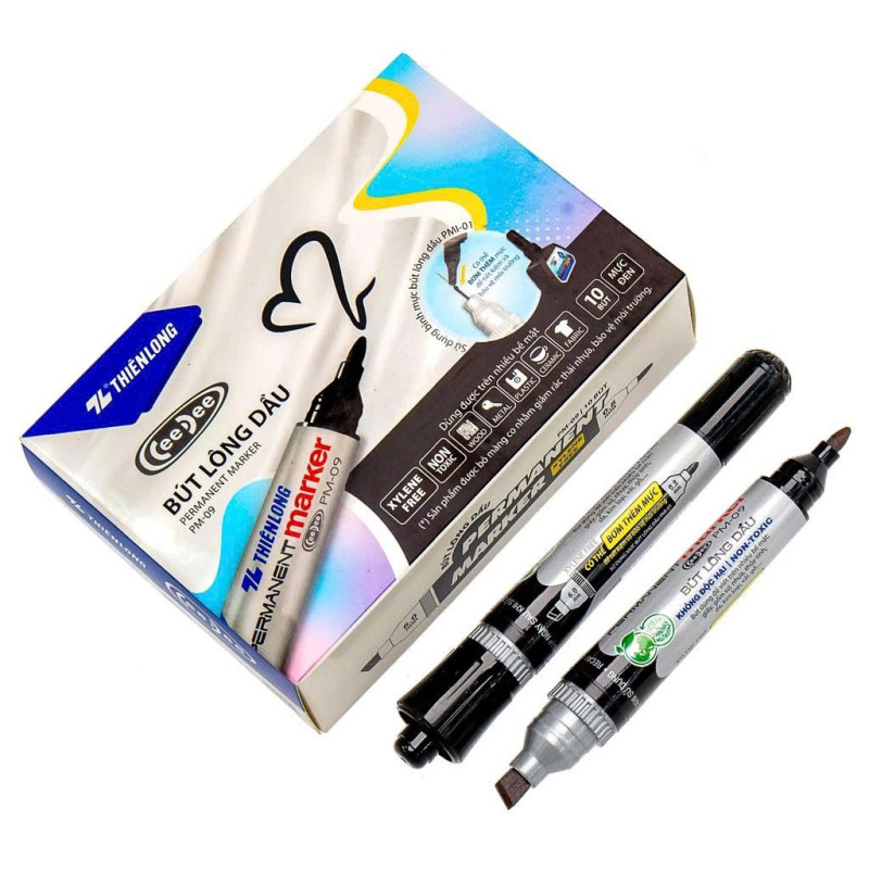 Hộp 10 bút lông dầu Thiên Long PM-09 đen 0
