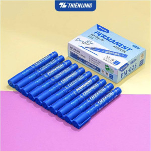 Hộp 10 bút lông dầu Thiên Long PM-025 xanh dương - Bơm mực dễ dàng