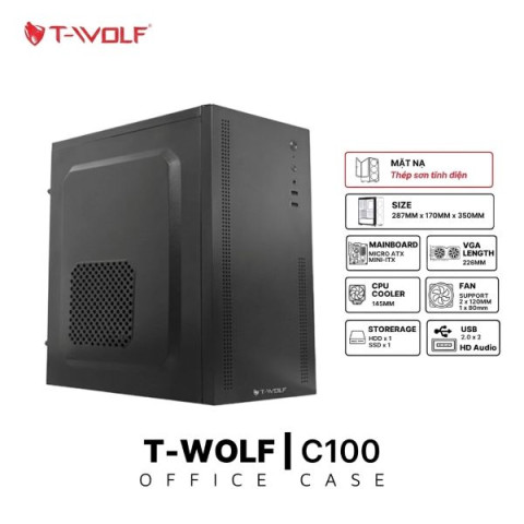 VỎ CASE MÁY TÍNH T-WOLF C100 OFFICE