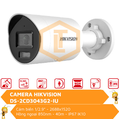 Camera thân Hikvision DS-2CD3043G2-IU 0