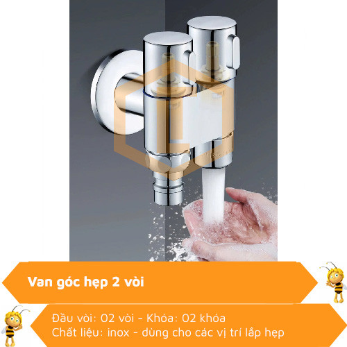 Van góc hẹp 2 vòi inox 0