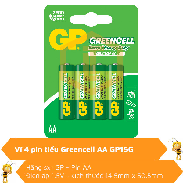 Vĩ 4 pin tiểu AA Greencell GP15G 0