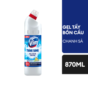 Tẩy bổn cầu Vim trắng sáng than hoạt tính 870ml - hương chanh sả