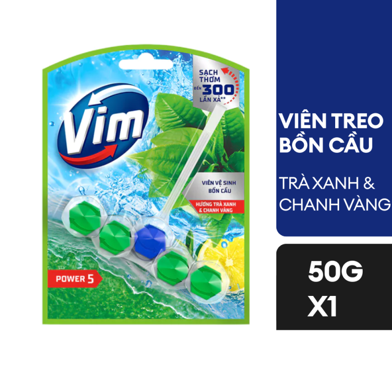 Viên treo bồn cầu Vim trà xanh và chanh 50g 0