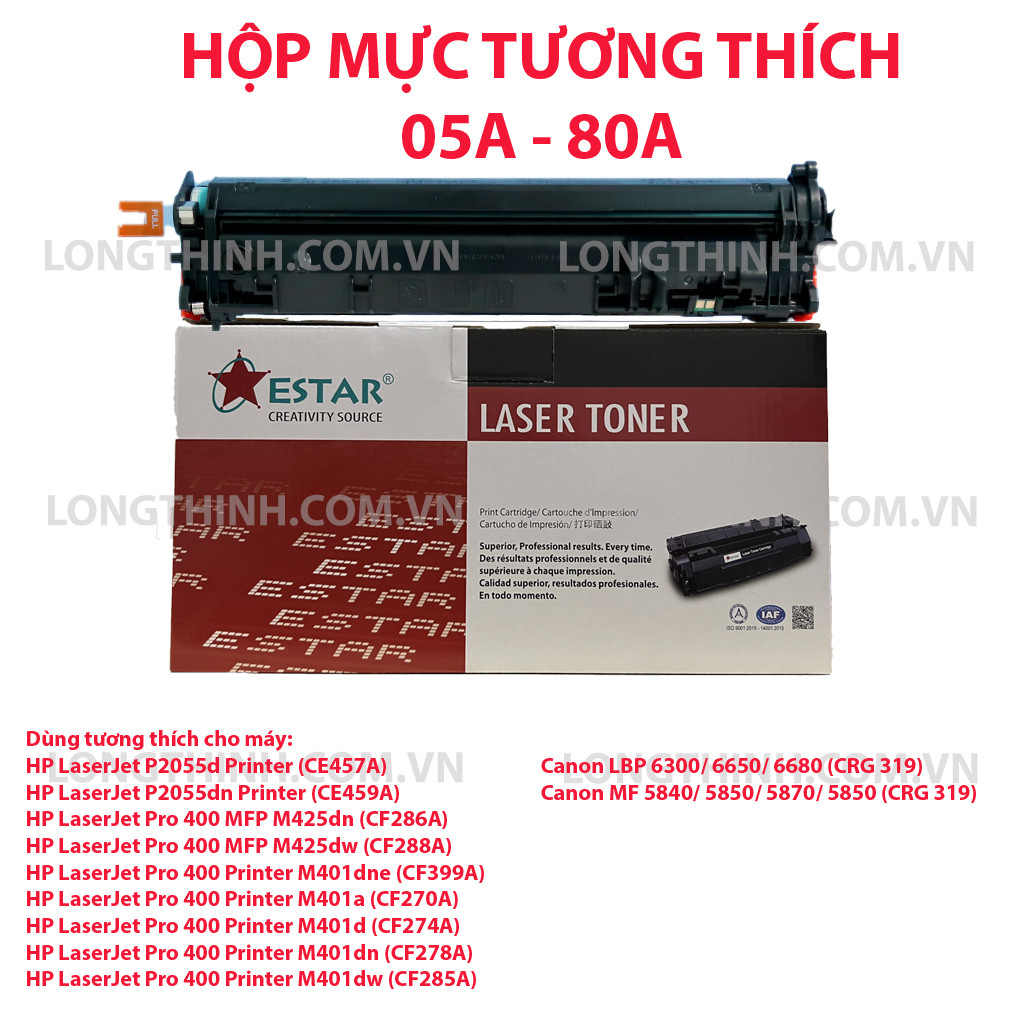 Hôp mực in Estar HP 05A/80A - Canon CRG319