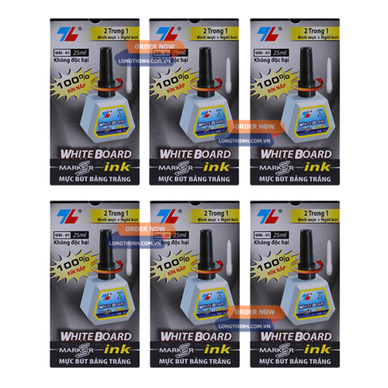 Lốc 6 chai mực lông bảng WBI-01 - Đen 0