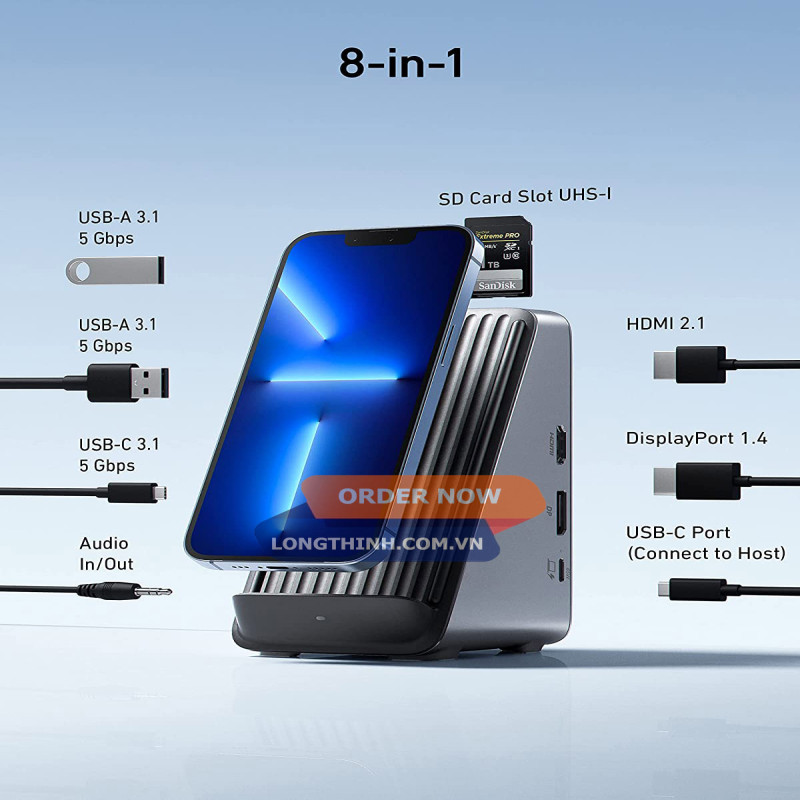 Dock sạc Anker 651 USB-C 8-in-1 0