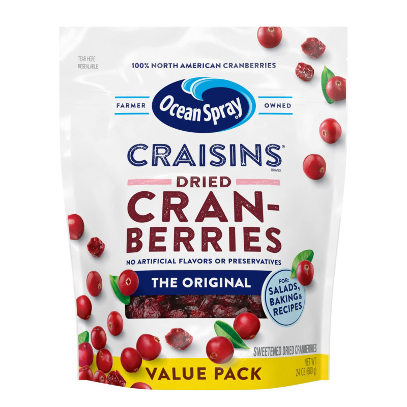 Nam Việt Quất sấy khô Ocean Spray Craisins, vị nguyên bản, 680g 0