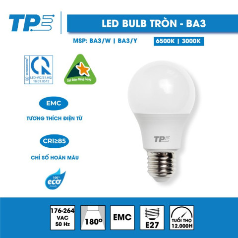 LED bulb tròn TPE 5W/10W/15W