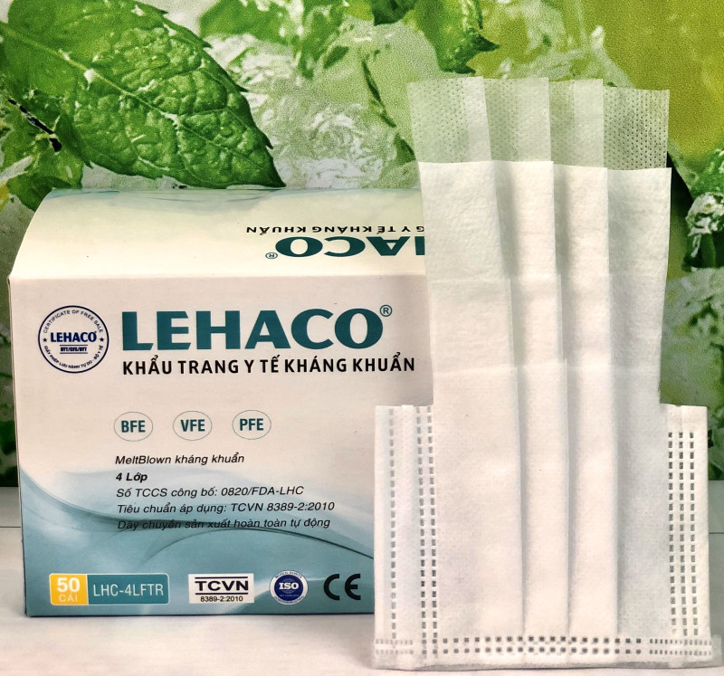 Khẩu trang y tế 4 lớp LEHACO màu trắng 0