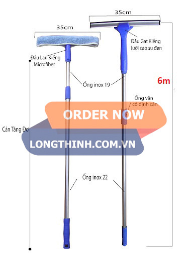 [HCM]Bộ Lau kính - Gạt sàn dài 6m 0