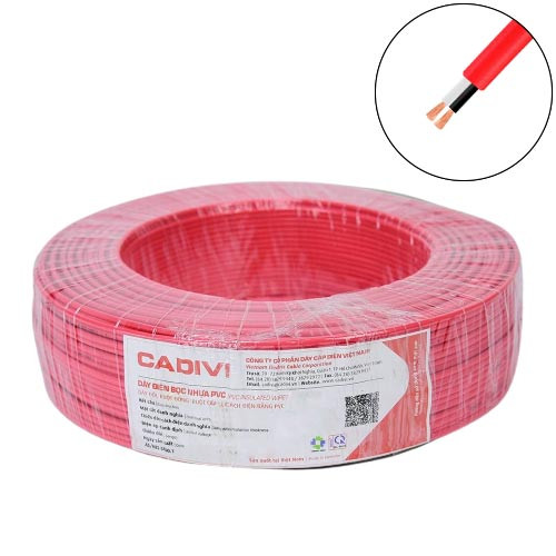 Dây điện đôi mềm Ovan Cadivi VCmo-2×1 mm2 (Đỏ) – 300/500V 0