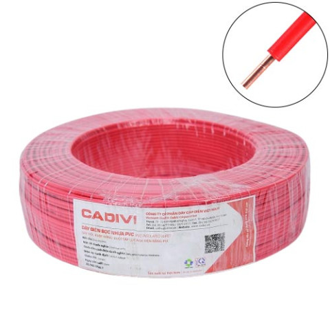 Dây đơn cứng Cadivi VC-0.75 mm2 (Đỏ) – 300/500V