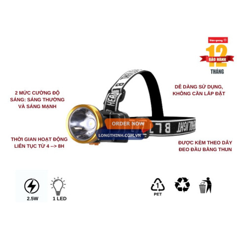 Đèn pin đội đầu ĐQ PFL16 R BLY DL 2.5W, ánh sáng trắng