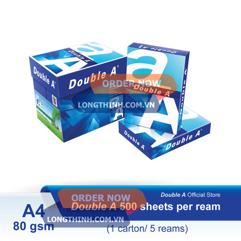 Thùng 5 ream giấy A4 Double A 80gsm 0