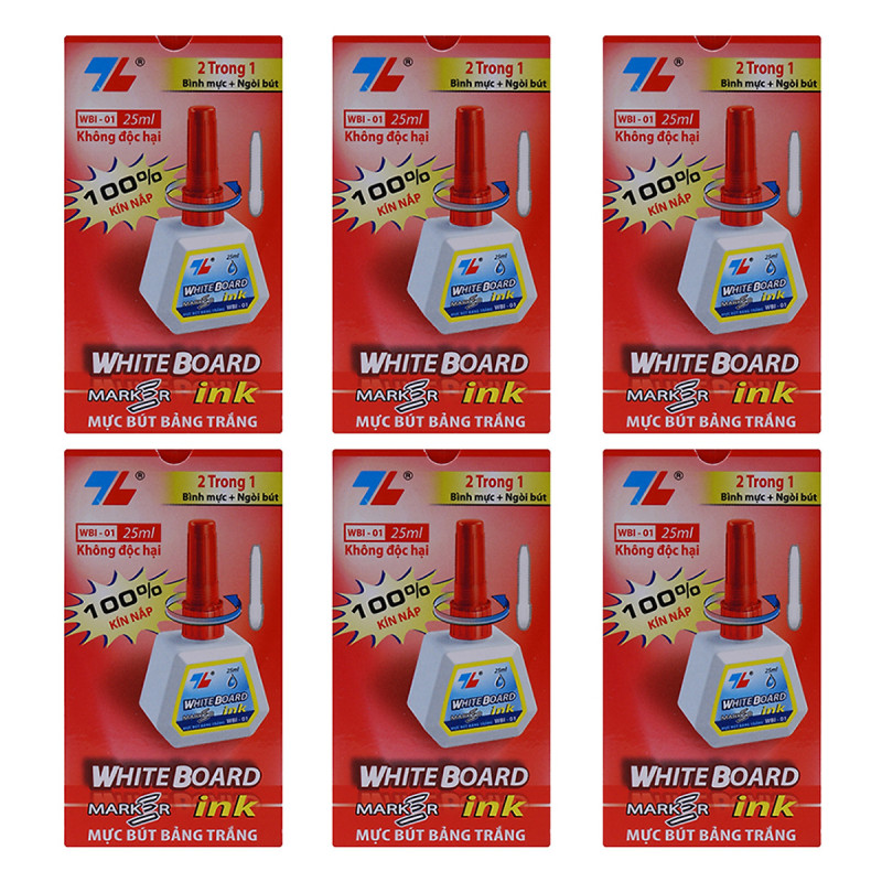 Lốc 6 chai mực lông bảng WBI-01 - Đỏ 0