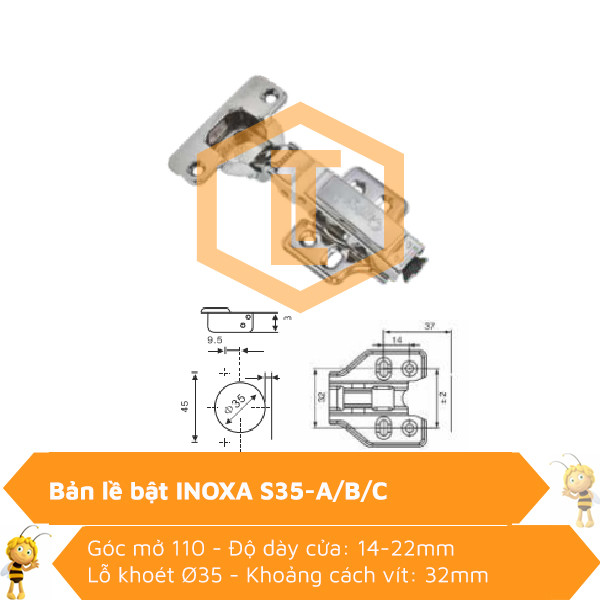 Bản lề bật Cariny INOXA S35-A/B/C 0