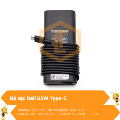 Bộ Sạc Dell 65W Type-C PECOS AC with EURO power cord