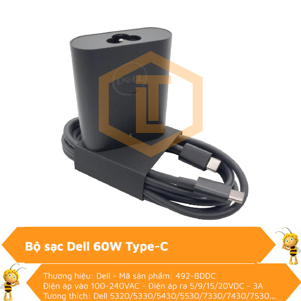 Bộ Sạc Dell 60W Type-C USFF AC with EURO power cord 0