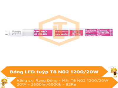 Đèn LED tuýp thủy tinh bọc nhựa T8 N02 1200/20W