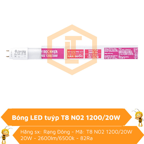 Đèn LED tuýp thủy tinh bọc nhựa T8 N02 1200/20W 0