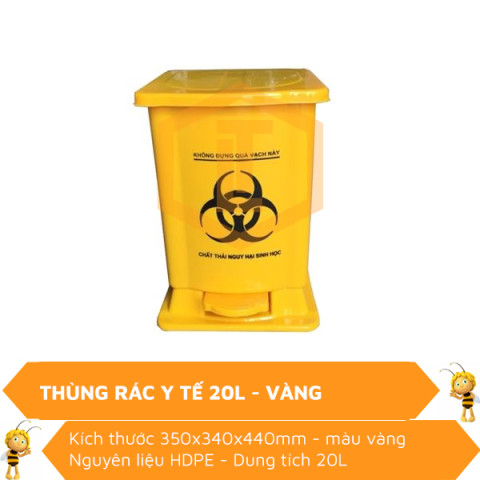 Thùng rác y tế 20L vàng