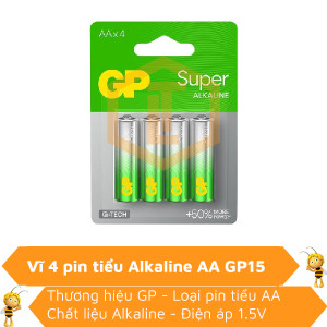 Vĩ 4 pin tiểu Alkaline AA GP15