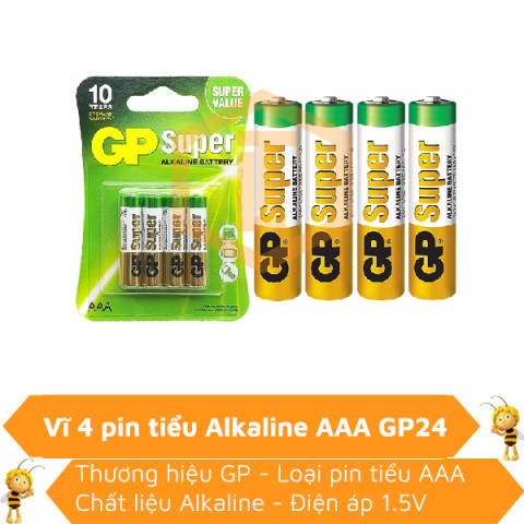 Vĩ 4 pin tiểu Alkaline AAA GP24