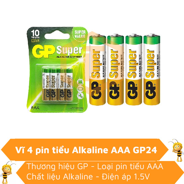 Vĩ 4 pin tiểu Alkaline AAA GP24 0