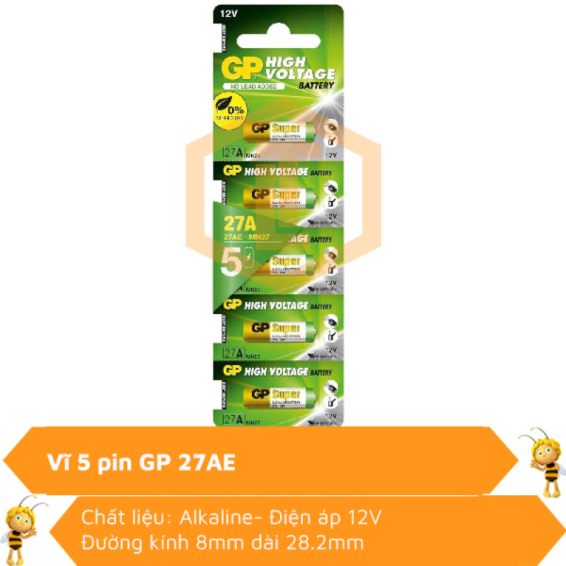Vĩ 5 pin 12V Alkaline GP 27AE 0