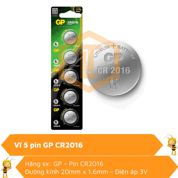 Vĩ 5 pin Lithum GP CR2016 0