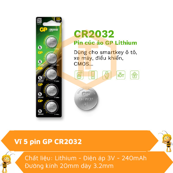 Vĩ 5 viên Pin Lithium GP CR2032 0