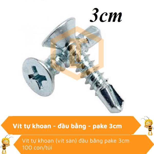 Vít tự khoan đầu bằng pake 3cm 0