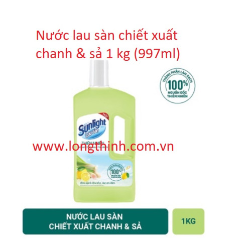 Nước lau sàn Sunlight thiên nhiên chiết xuất Chanh Yuzu Tinh dầu sả 1kg