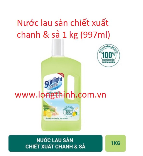 Nước lau sàn Sunlight thiên nhiên chiết xuất Chanh Yuzu Tinh dầu sả 1kg 0