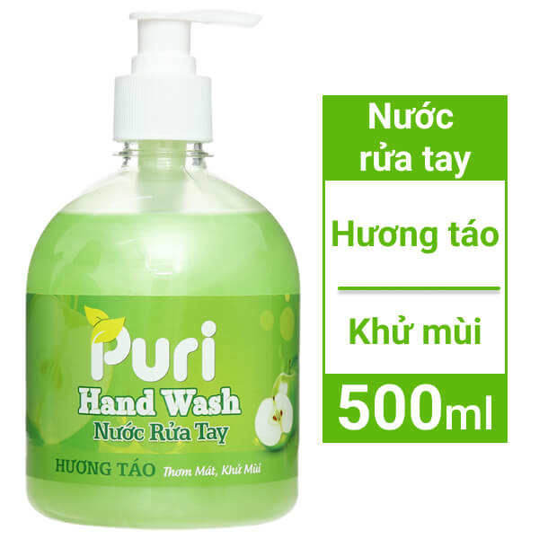 Nước rửa tay Puri hương táo chai 500ml 0