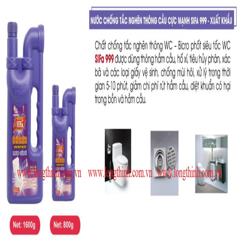 Nước chống tắc nghẽn thông WC Sifa 999 - Cực mạnh 0