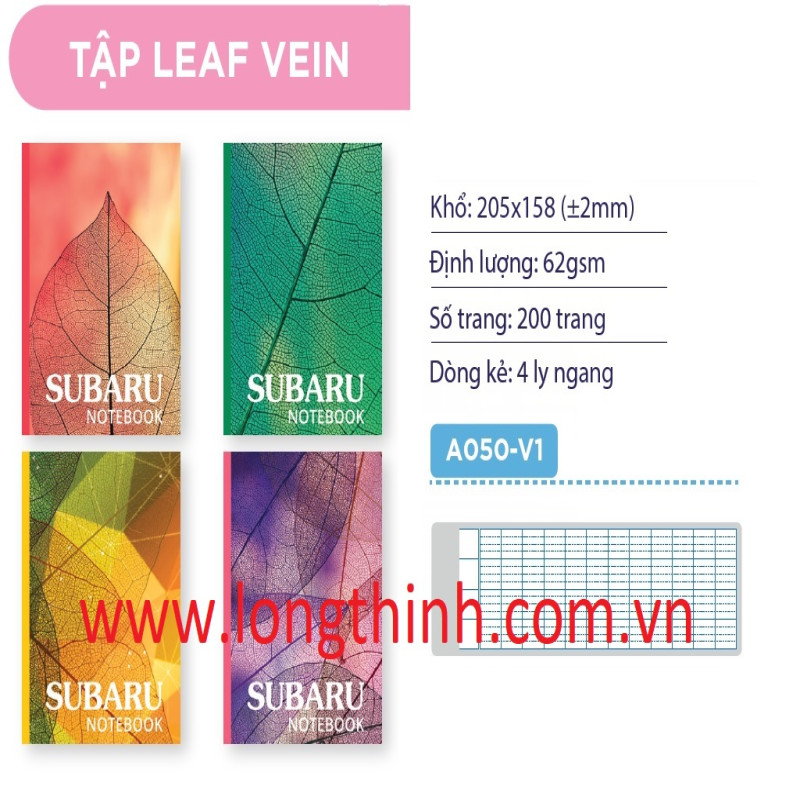 Tập 200 trang Subaru Leaf Vein 62gsm 0
