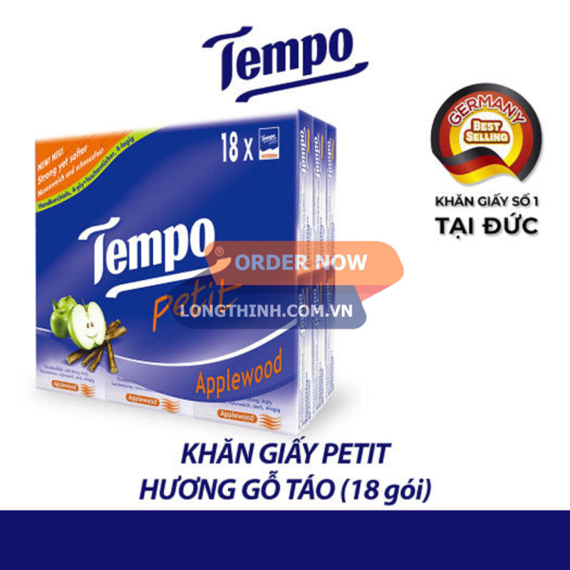 Lốc 18 gói khăn giấy Tempo Gỗ táo 0