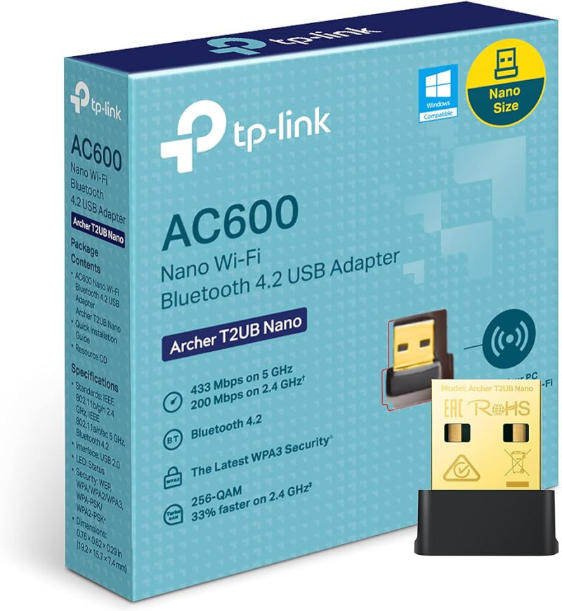 USB Wifi Bluetooth 4.2 TP-Link AC600 Archer T2UB Nano 0