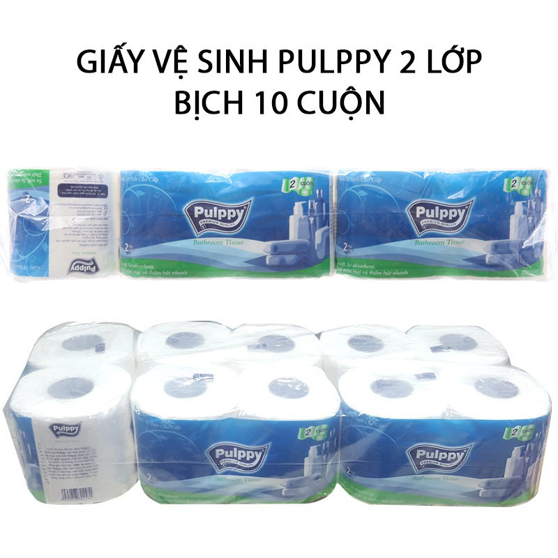 Lốc 10 cuộn giấy vệ sinh Pulppy 0