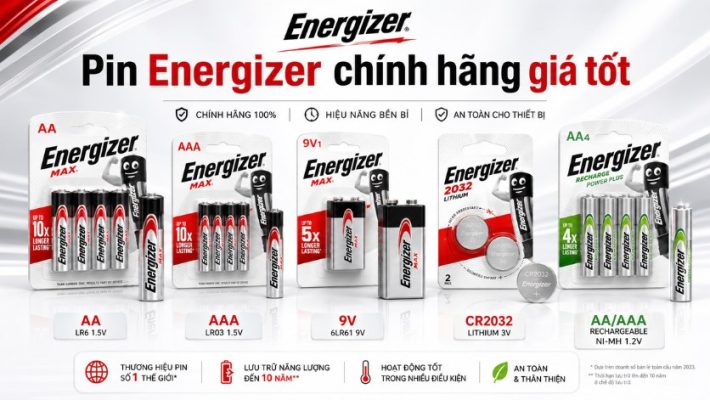 Pin Energizer Chính Hãng AA AAA 9V CR2032 Giá Tốt Đầy Đủ VAT