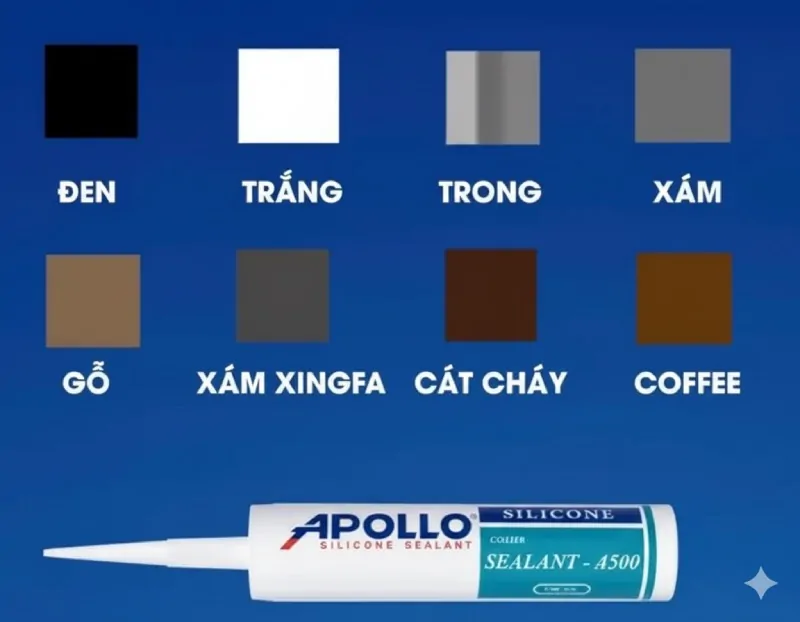 Bảng màu keo Apollo Silicone Sealant A500